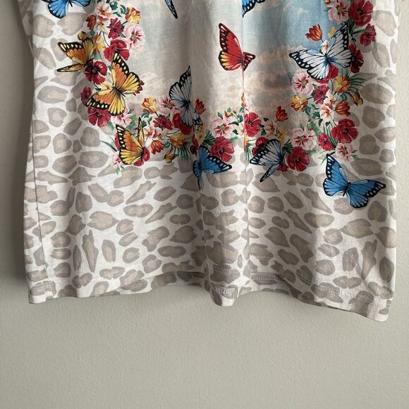 Johnny Was Womens Pima Cotton Animal Print Floral Butterfly T-Shirt Size Small - Picture 6 of 8
